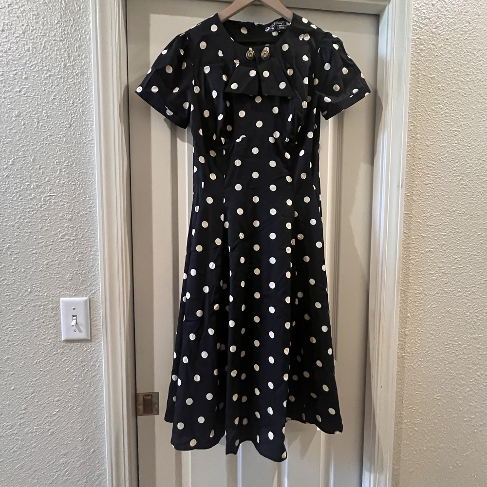 Polka Dot Retro 40s 50s Vintage Inspired Pinup Rockabilly Swing Dress Empire Bow